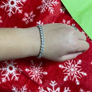 Womens Sterling Silver Cubic Zirconia Tennis Bracelet